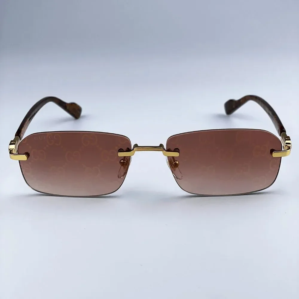 NEW Gucci GG1221S 004 Gold Yellow Red Mirrored Square Unisex Sunglasses